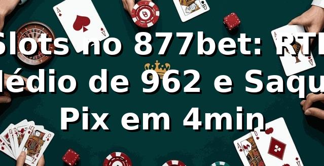 Slots no 877bet: RTP Médio de 96,2% e Saque Pix em 4min 📊